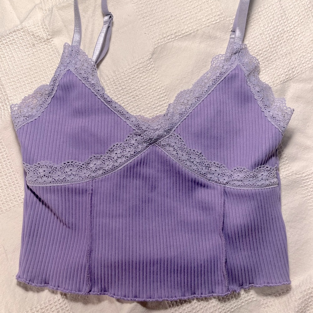 H&M DIVIDED LACE TANK PURPLE XS